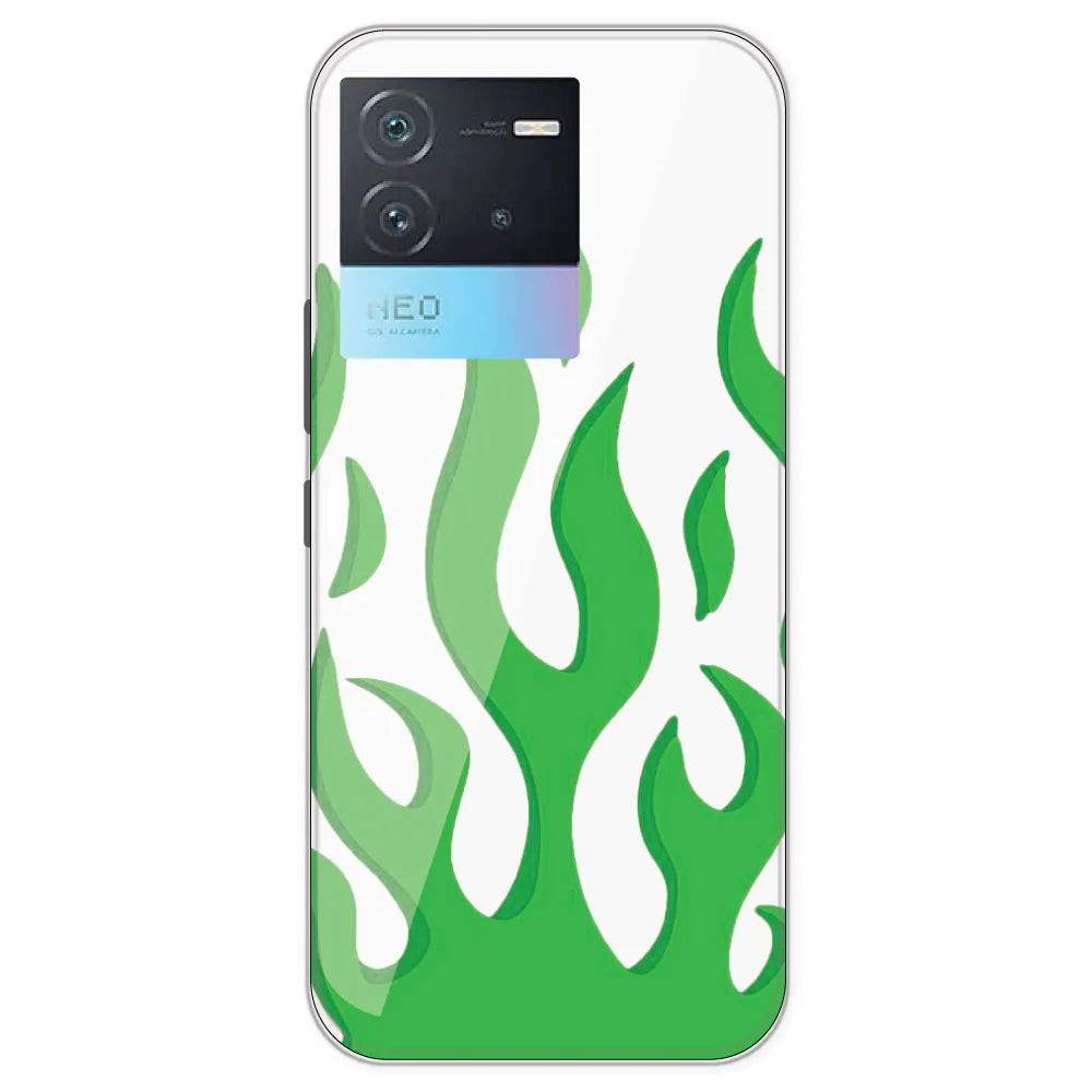 Green Flames - Clear Printed Silicone Case For IQOO Neo 6