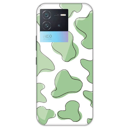 Green Cow Print - Clear Printed Silicone Case For IQOO Neo 6