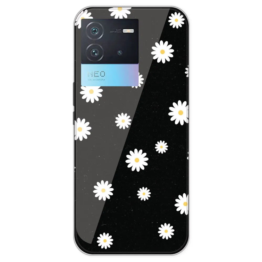 White And Black Flower - Printed Silicone Case For IQOO Neo 6