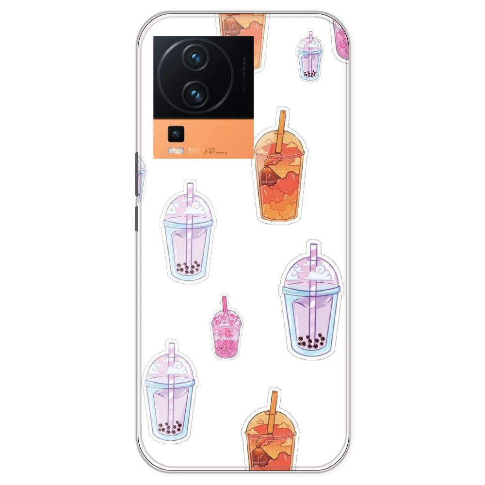 Bubble Tea - Clear Printed Silicone Case For IQOO Neo 7 Pro