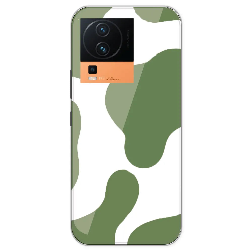 Olive Green Cow Print - Clear Printed Silicone Case For IQOO Neo 7 Pro