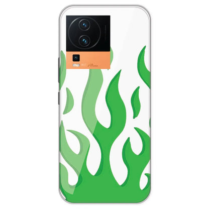 Green Flames - Clear Printed Silicone Case For IQOO Neo 7 Pro