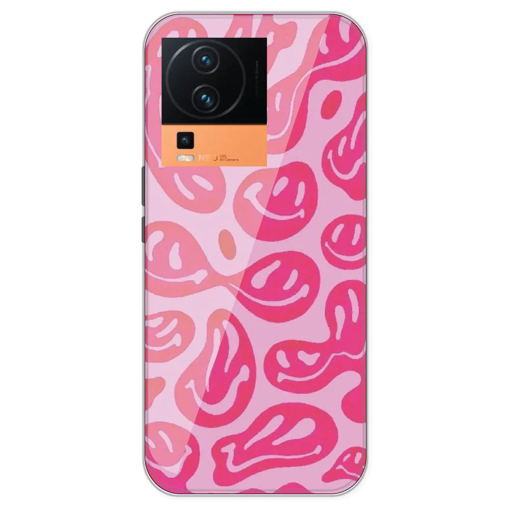 Pink Smilies - Printed Silicone Case For IQOO Neo 7 Pro