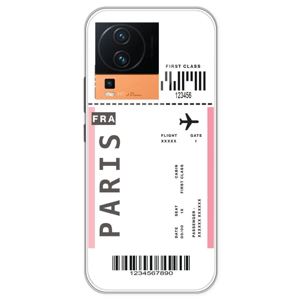 Paris Ticket - Clear Printed Silicone Case For IQOO Neo 7 Pro
