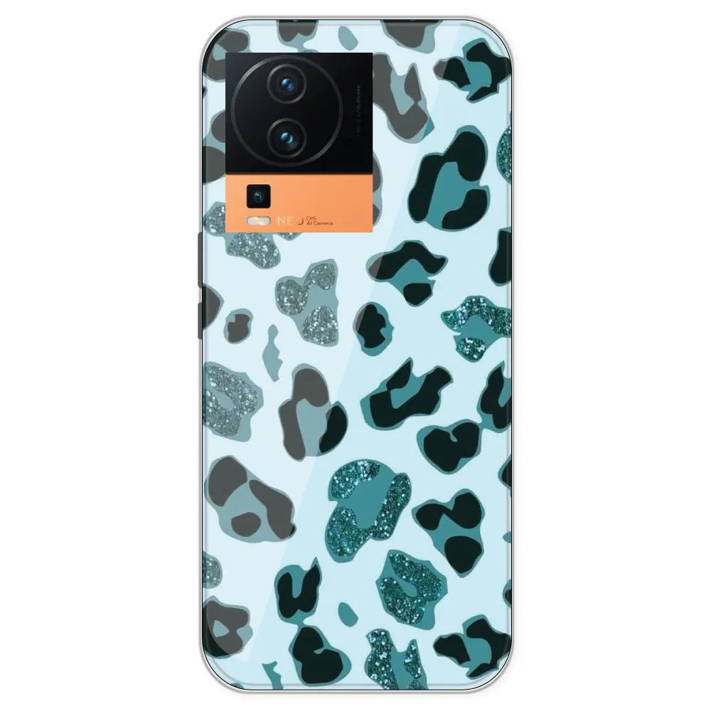 Blue Leopard Glitter Print - Printed Silicone Case For IQOO Neo 7 Pro
