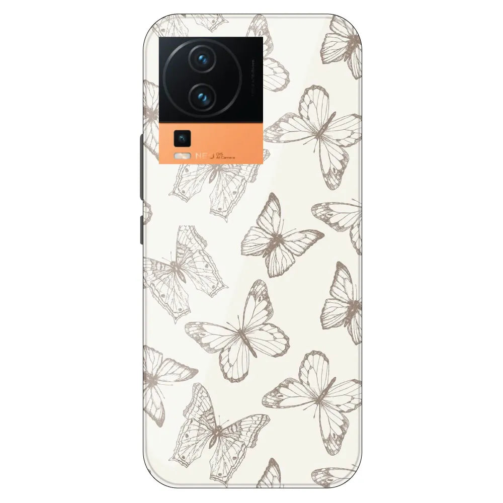 White Butterflies - Printed Silicone Case For IQOO Neo 7