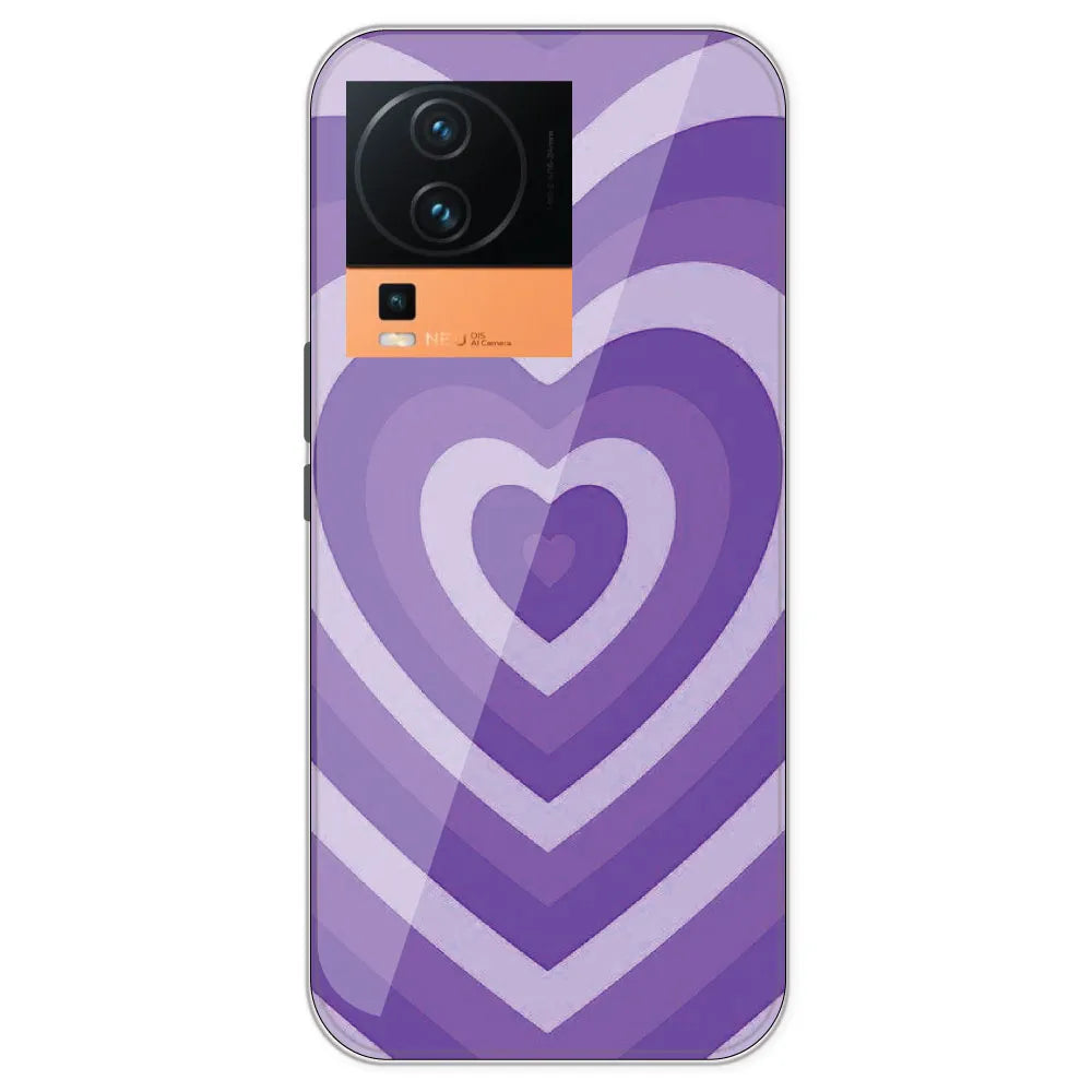 Purple Hearts - Printed Silicone Case For IQOO Neo 7 Pro