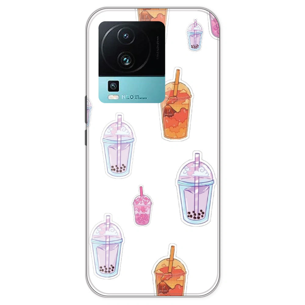 Bubble Tea - Clear Printed Silicone Case For IQOO Neo 7