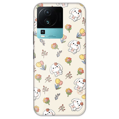 Cute Bunny And Flowers- Printed Silicone Case For IQOO Neo 7
