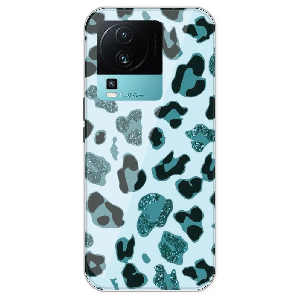 Blue Leopard Glitter Print - Printed Silicone Case For IQOO Neo 7