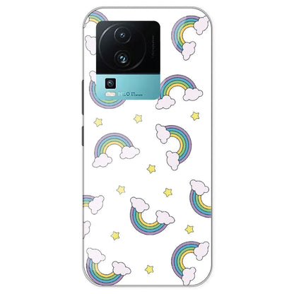 Rainbow With Clouds - Clear Printed Silicone Case For IQOO Neo 7