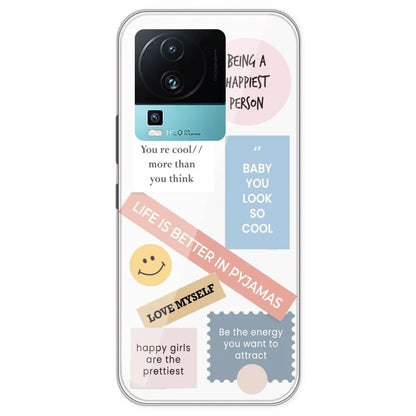 Be Happy - Clear Printed Silicone Case For IQOO Neo 7