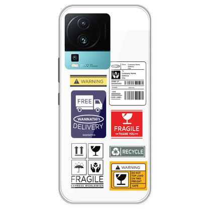Caution Labels - Clear Printed Silicone Case For IQOO Neo 7