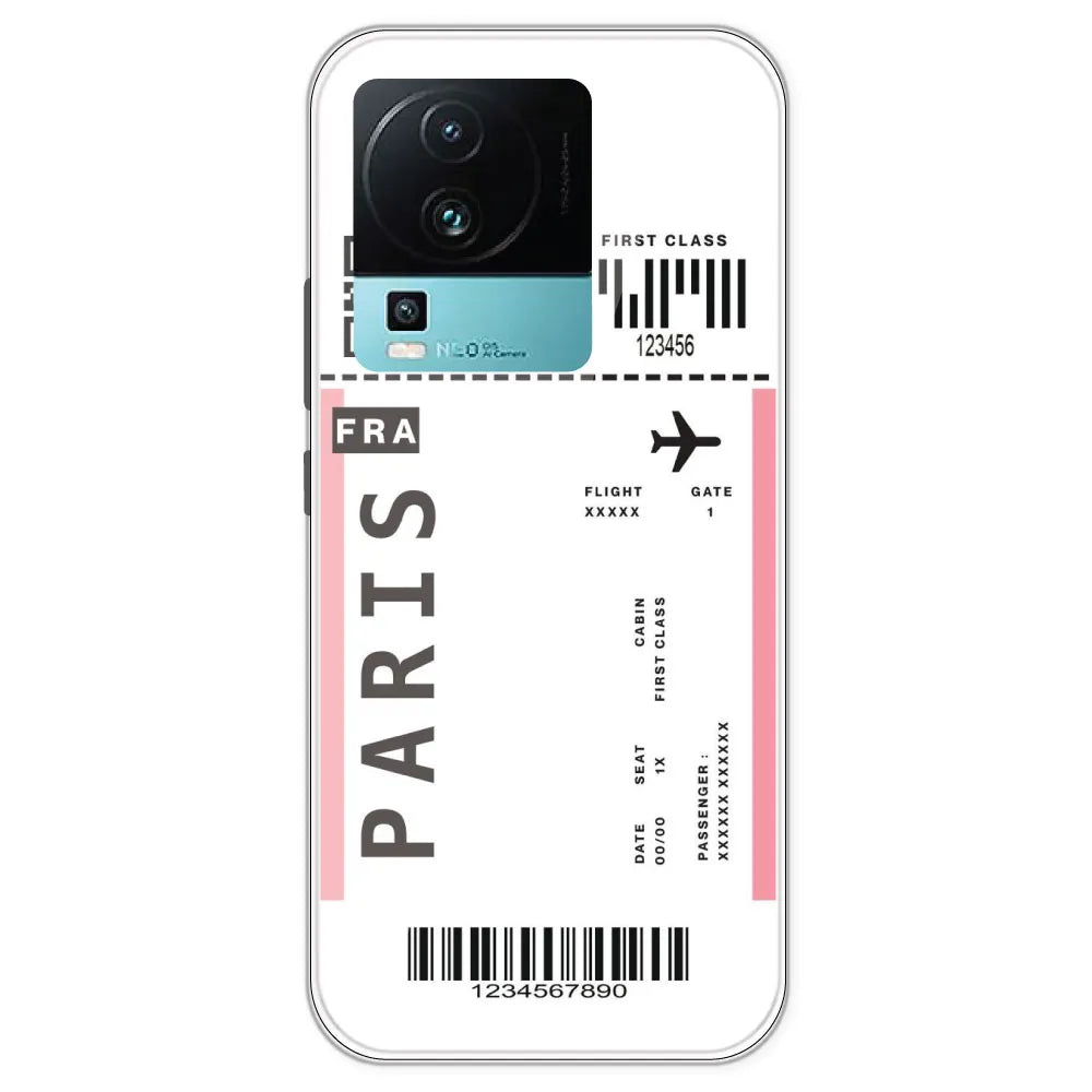Paris Ticket - Clear Printed Silicone Case For IQOO Neo 7