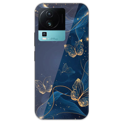Blue With Gold Butterflies - Printed Silicone Case For IQOO Neo 7