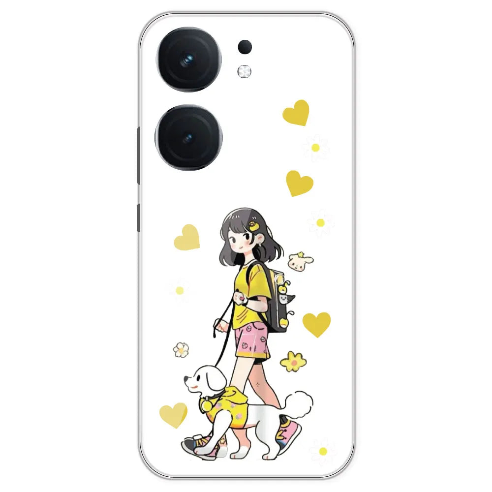 Yellow Girl And Dog - Clear Printed Silicone Case For IQOO Neo 9 Pro
