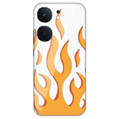 Orange Flames - Clear Printed Silicone Case For IQOO Neo 9 Pro 5G