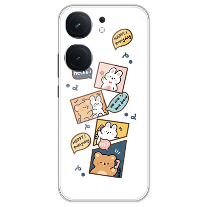 Happy Rabit And Bear - Clear Printed Silicone Case For IQOO Neo 9 Pro