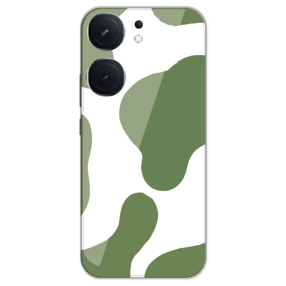 Olive Green Cow Print - Clear Printed Silicone Case For IQOO Neo 9 Pro