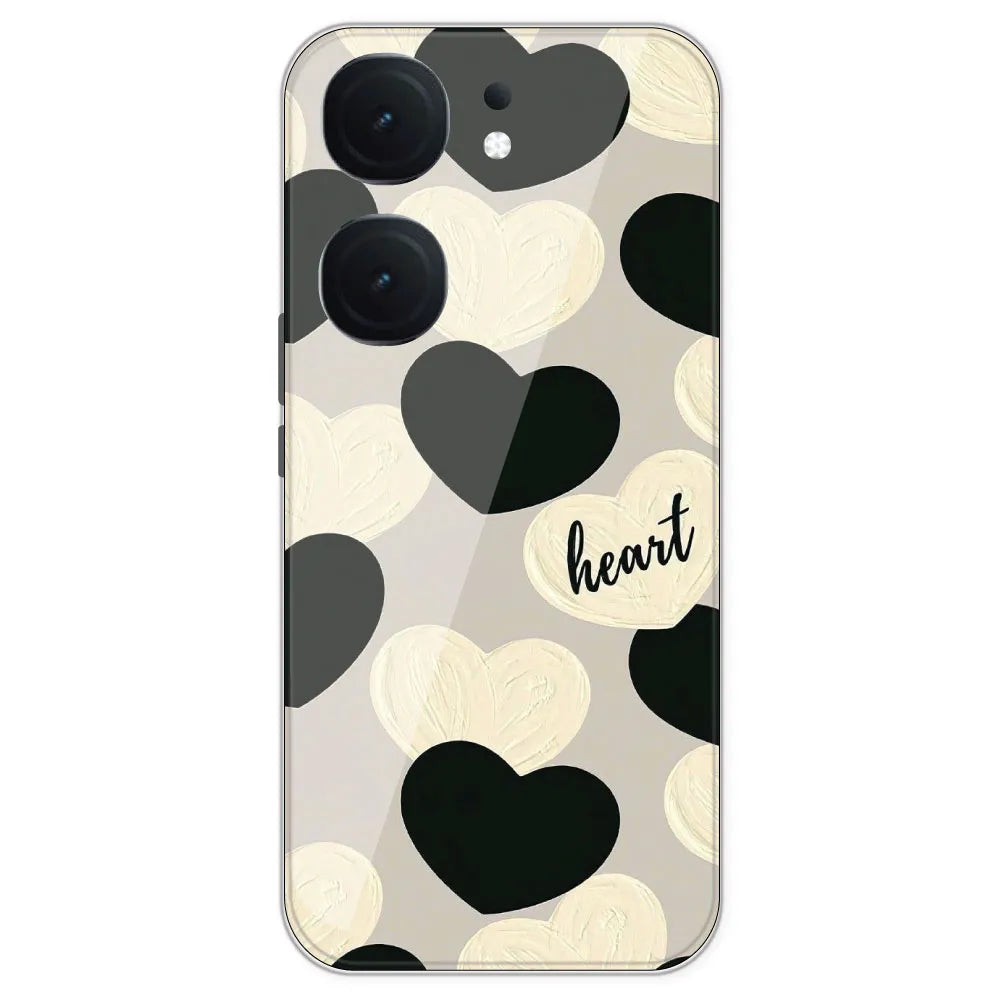 Black And White Heart - Printed Silicone Case For IQOO Neo 9 Pro