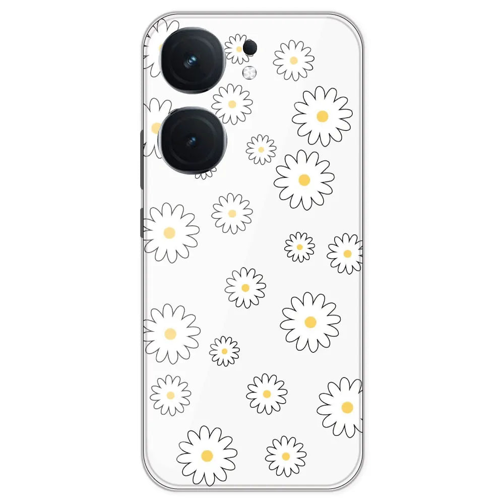 White Flowers - Clear Printed Silicone Case For IQOO Neo 9 Pro