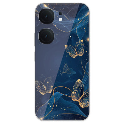 Blue With Gold Butterflies - Printed Silicone Case For IQOO Neo 9 Pro