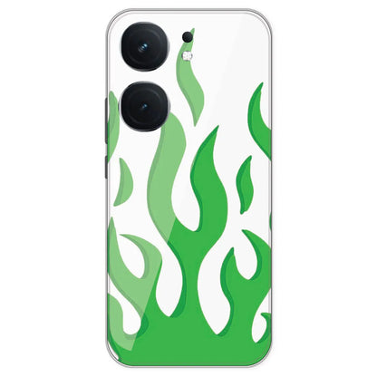 Green Flames - Clear Printed Silicone Case For IQOO Neo 9 Pro