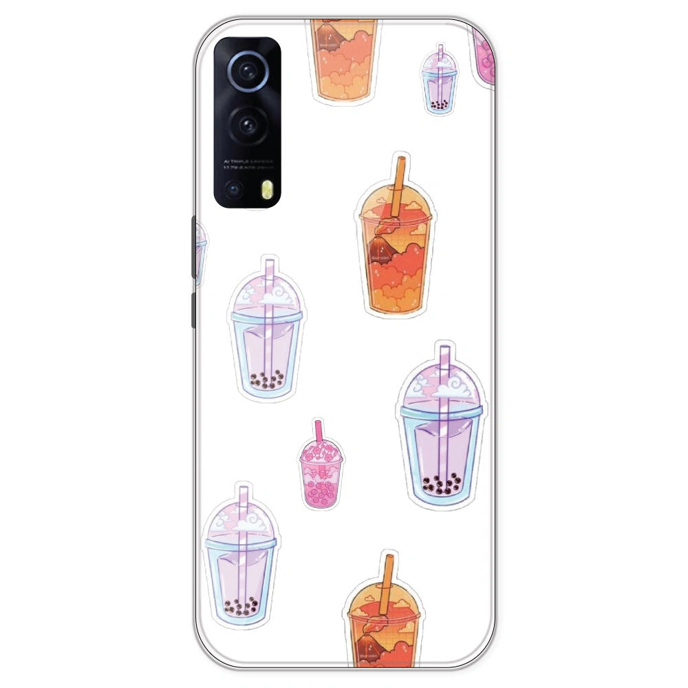 Bubble Tea - Clear Printed Silicone Case For IQOO Z3