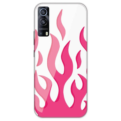 Pink Flames - Clear Printed Silicone Case For iQOO Z3