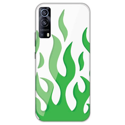Green Flames - Clear Printed Silicone Case For IQOO Z3