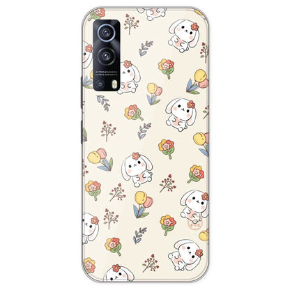 Cute Bunny And Flowers- Printed Silicone Case For IQOO Z3