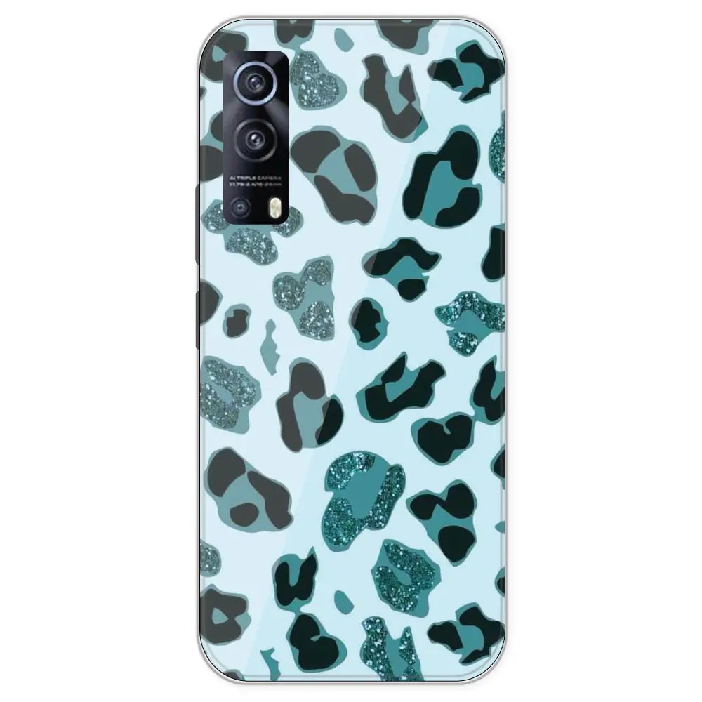 Blue Leopard Glitter Print - Printed Silicone Case For IQOO Z3