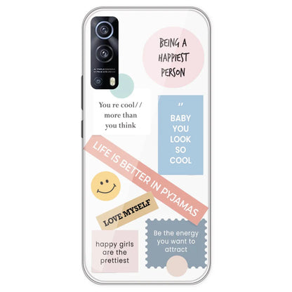 Be Happy - Clear Printed Silicone Case For IQOO Z3