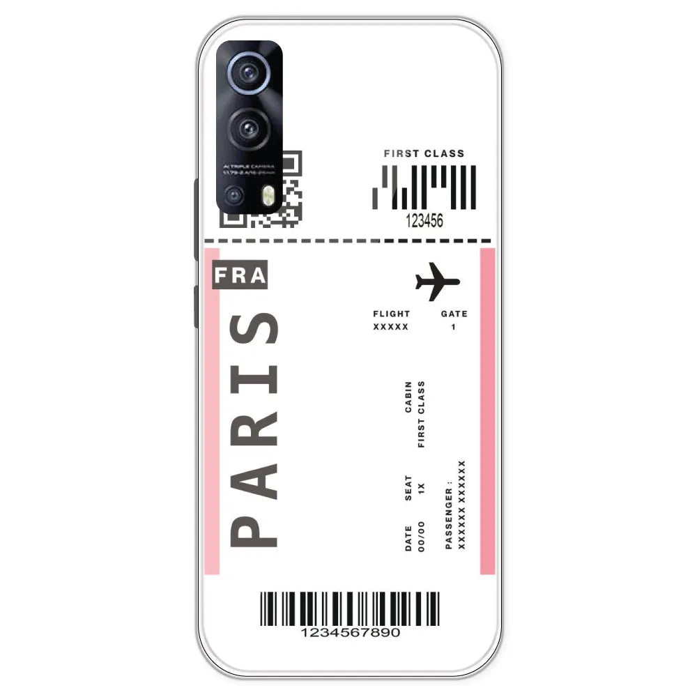 Paris Ticket - Clear Printed Silicone Case For IQOO Z3