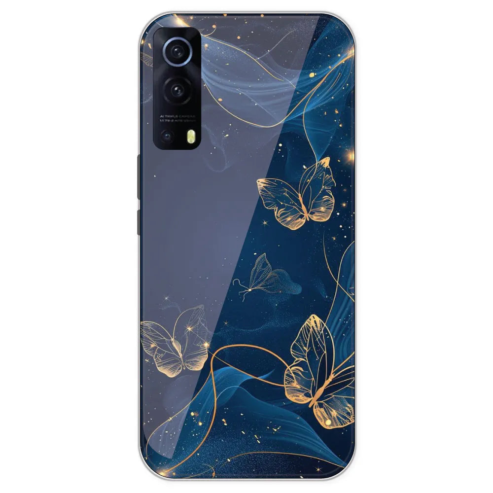 Blue With Gold Butterflies - Printed Silicone Case For IQOO Z3