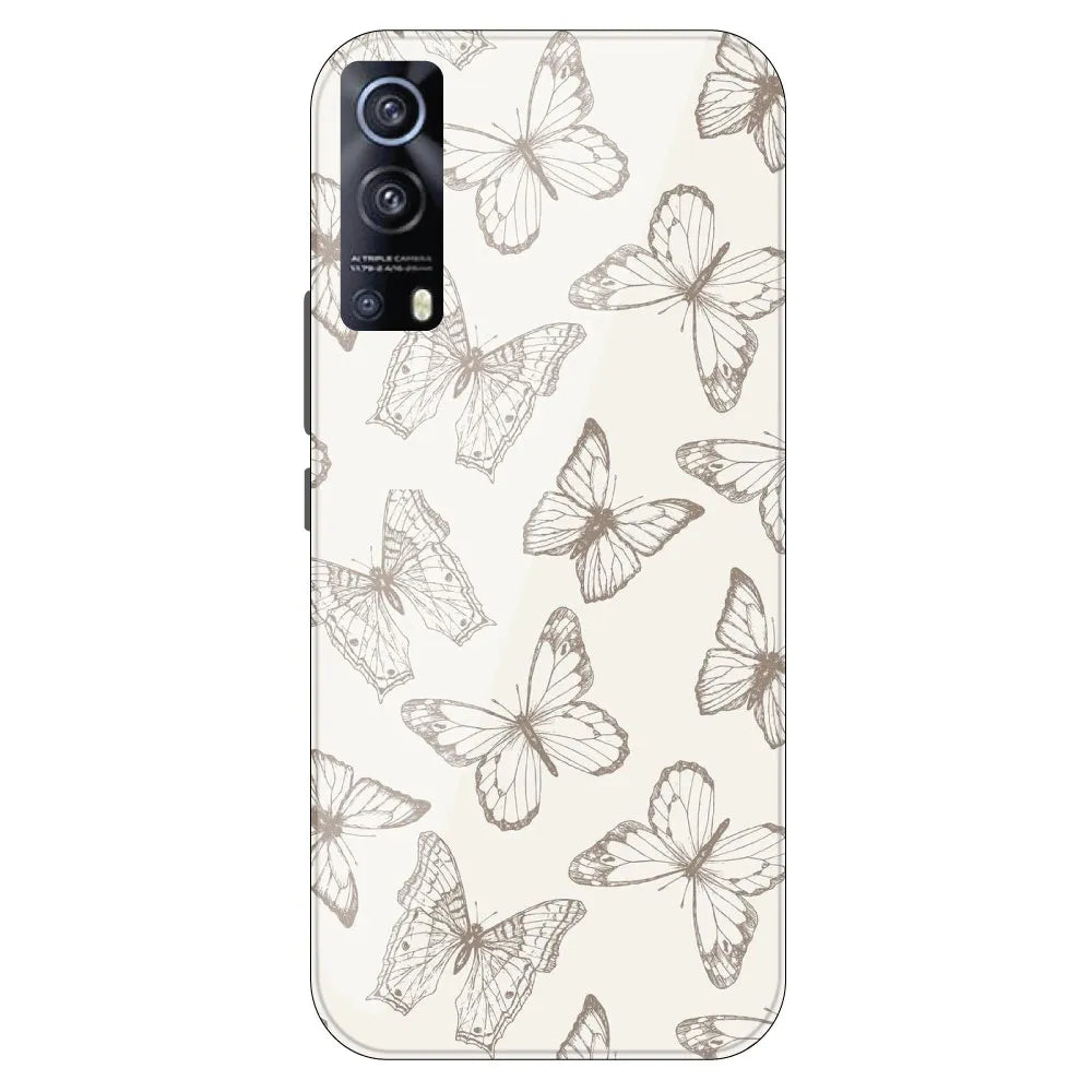 White Butterflies - Printed Silicone Case For IQOO Z3
