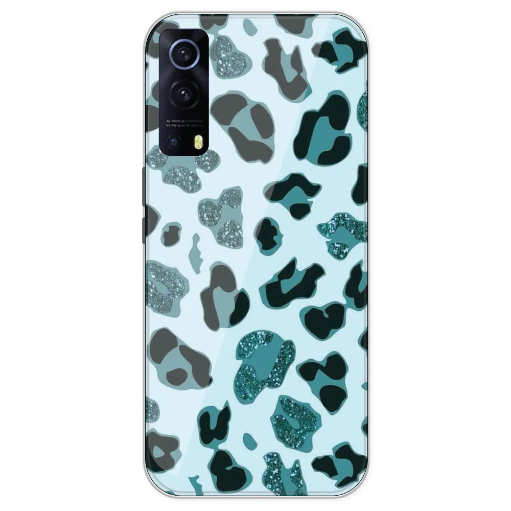 Blue Leopard Glitter Print - Printed Silicone Case For IQOO Z3