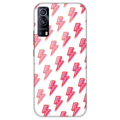 Pink Lightning Bolts - Clear Printed Silicone Case For IQOO Z3