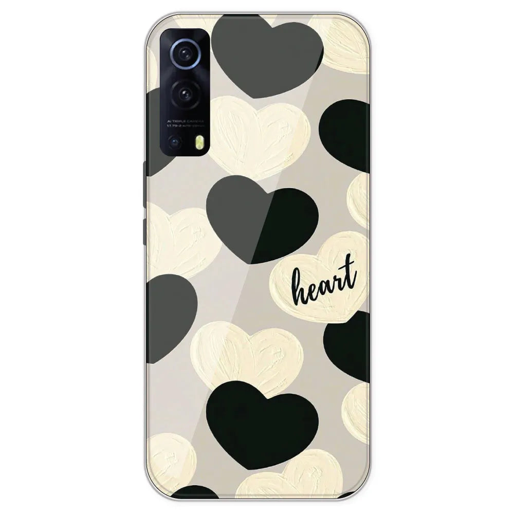 Black And White Heart - Printed Silicone Case For IQOO Z3