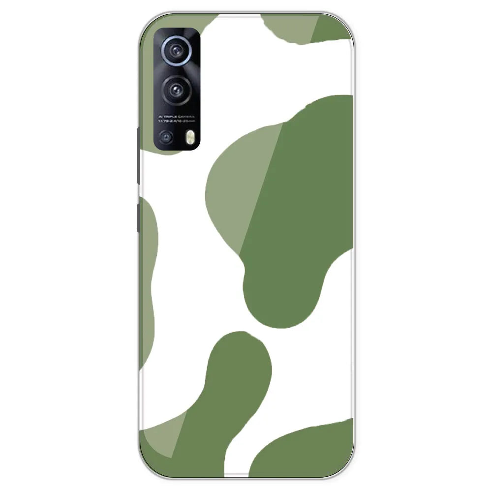 Olive Green Cow Print - Clear Printed Silicone Case For IQOO Z3