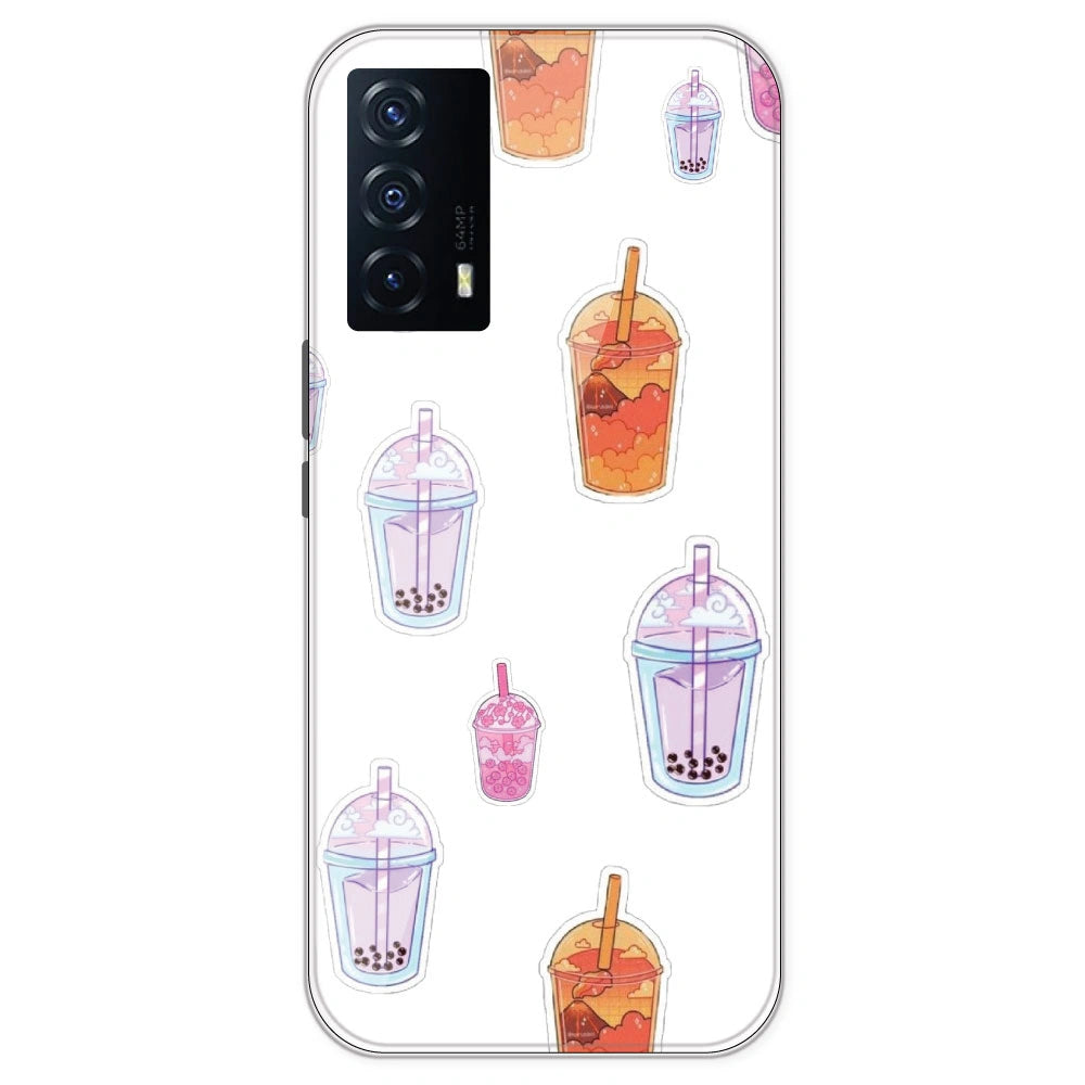 Bubble Tea - Clear Printed Silicone Case For IQOO Z5
