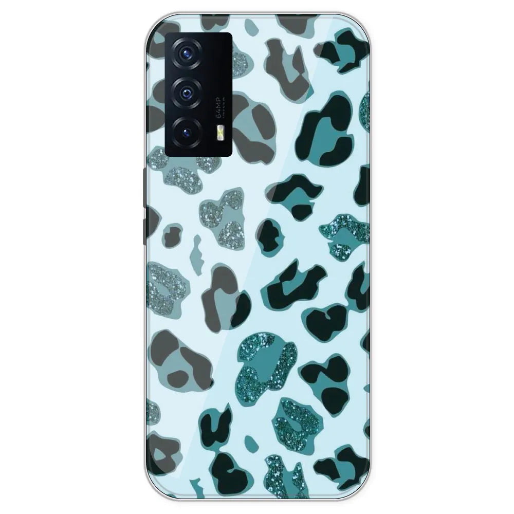 Blue Leopard Glitter Print - Printed Silicone Case For IQOO Z5