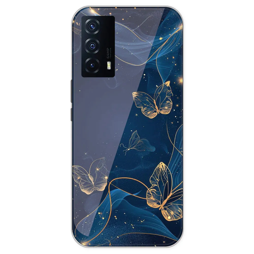 Blue With Gold Butterflies - Printed Silicone Case For IQOO Z5