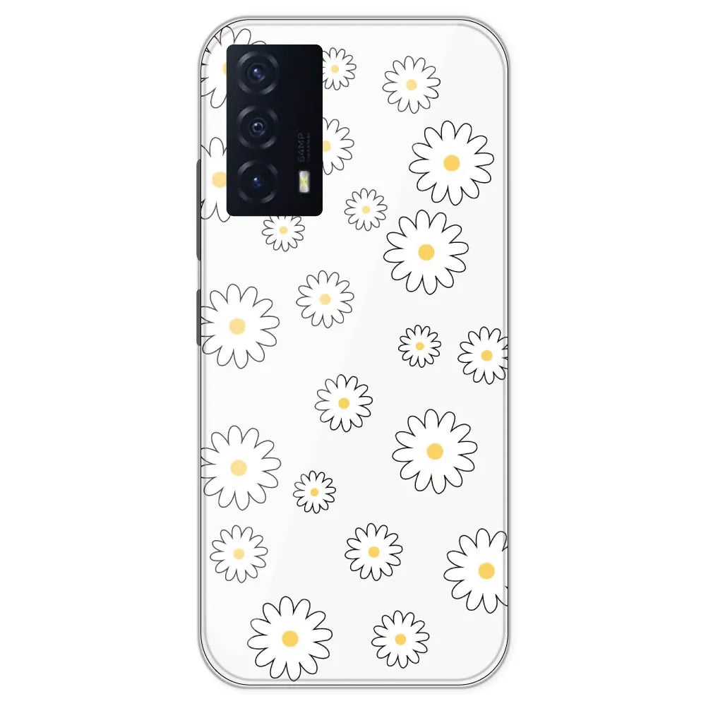 White Flowers - Clear Printed Silicone Case For IQOO Z5