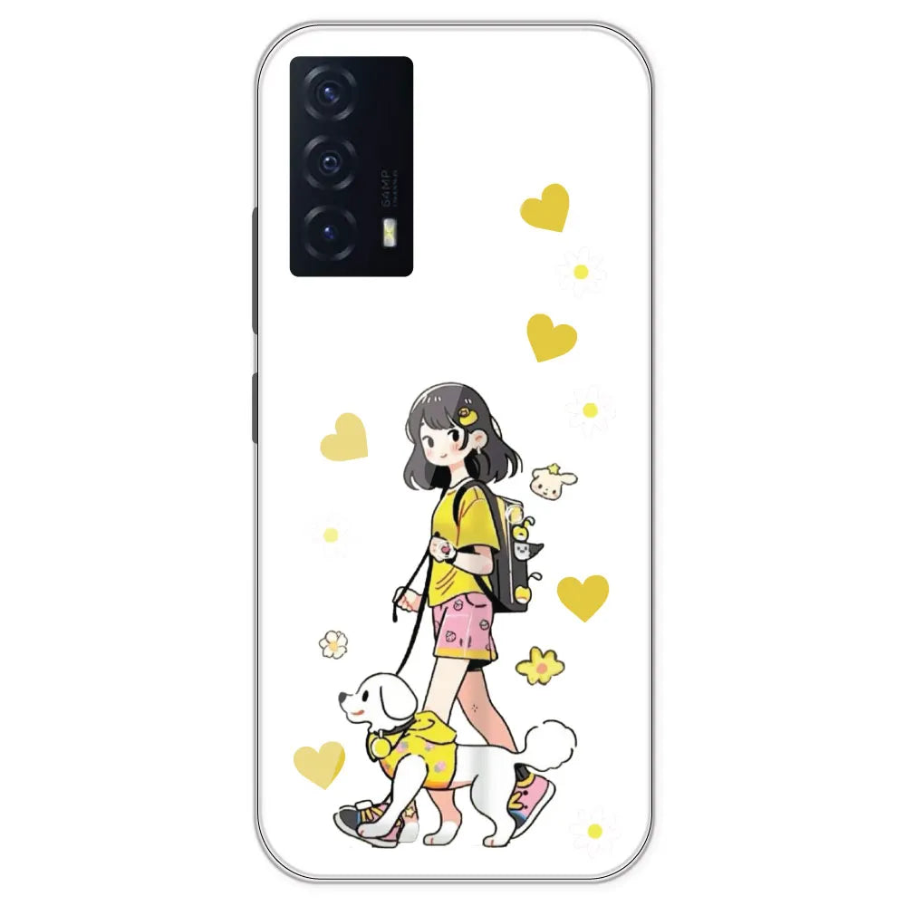 Yellow Girl And Dog - Clear Printed Silicone Case For IQOO Z5