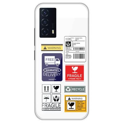 Caution Labels - Clear Printed Silicone Case For IQOO Z5