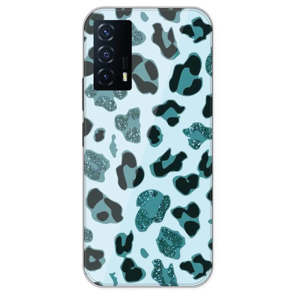 Blue Leopard Glitter Print - Printed Silicone Case For IQOO Z5