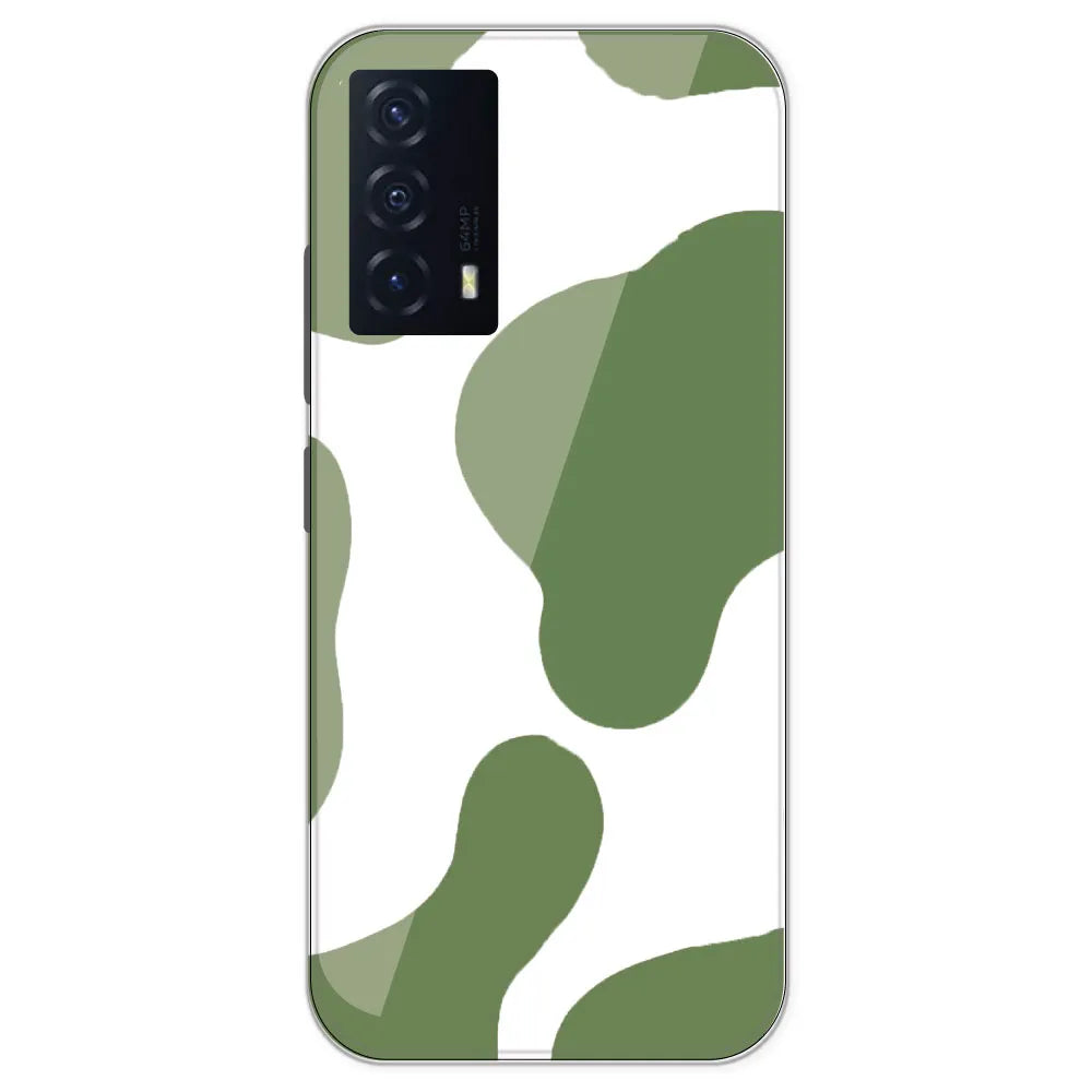 Olive Green Cow Print - Clear Printed Silicone Case For IQOO Z5