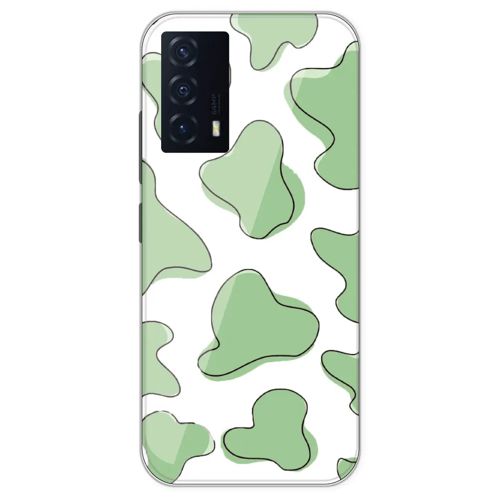 Green Cow Print - Clear Printed Silicone Case For IQOO Z5