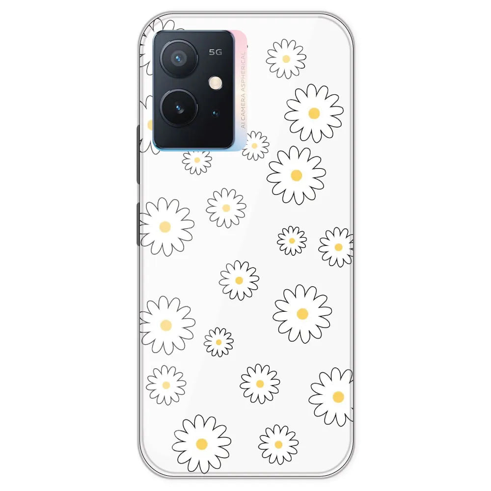 White Flowers - Clear Printed Silicone Case For IQOO Z6